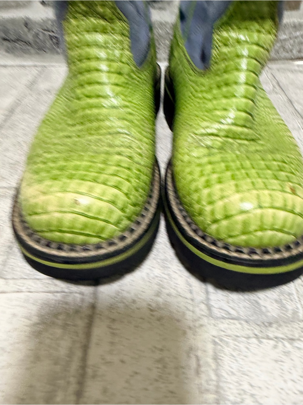 ariat fatbaby womens size 7.5B shoes green blue croc western cowboy boots - Picture 3 of 9